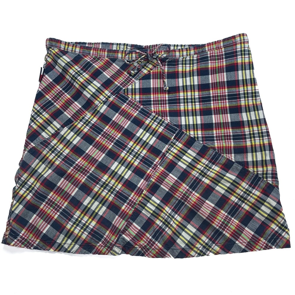Vintage Tommy Jeans Patchwork Plaid Mini Skirt‎ Multicolored Tie Waist Women's S